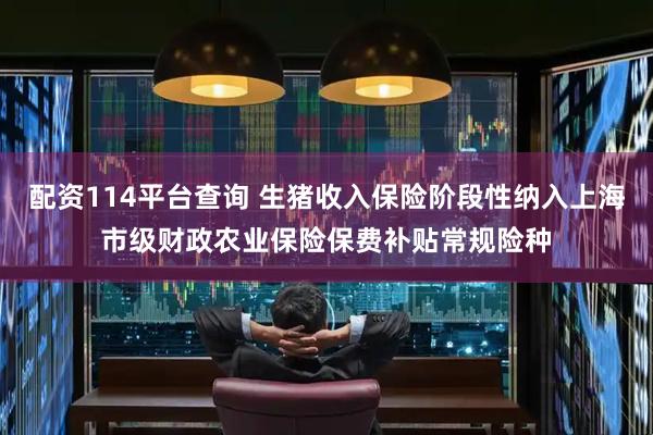 配资114平台查询 生猪收入保险阶段性纳入上海市级财政农业保险保费补贴常规险种